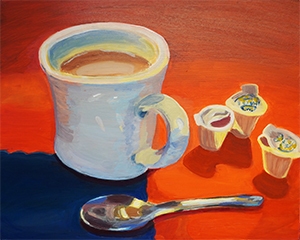 Image of Amanda Rutledge's oil painting, Coffee Order.